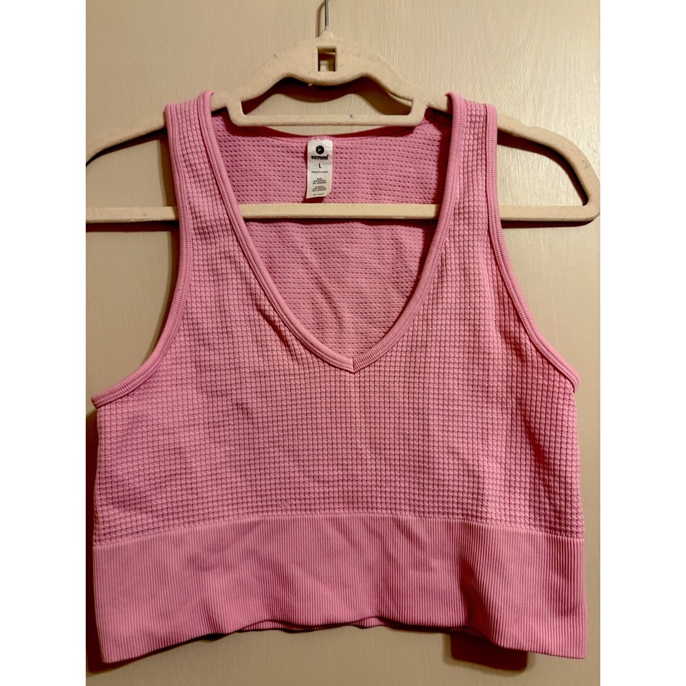 Tank Top Large 90 Degree by Reflex Pink Athletic Nylon Spandex Stretch Yoga Gym